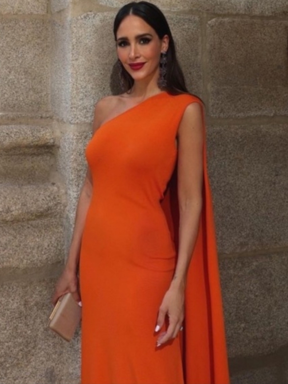 ZARA LONG KNIT CAPE DRESS ORANGE SIZE M - Picture 10 of 15